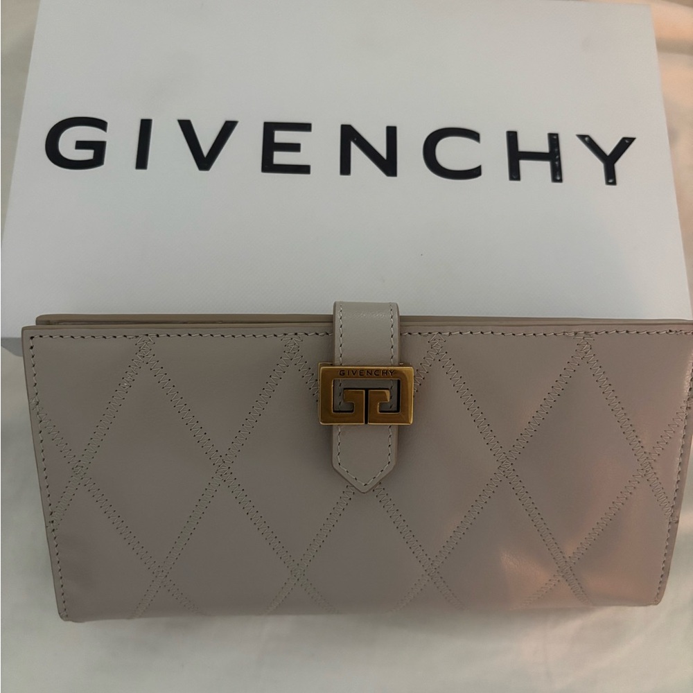 Givenchy Taupe Quilted Leather Clutch